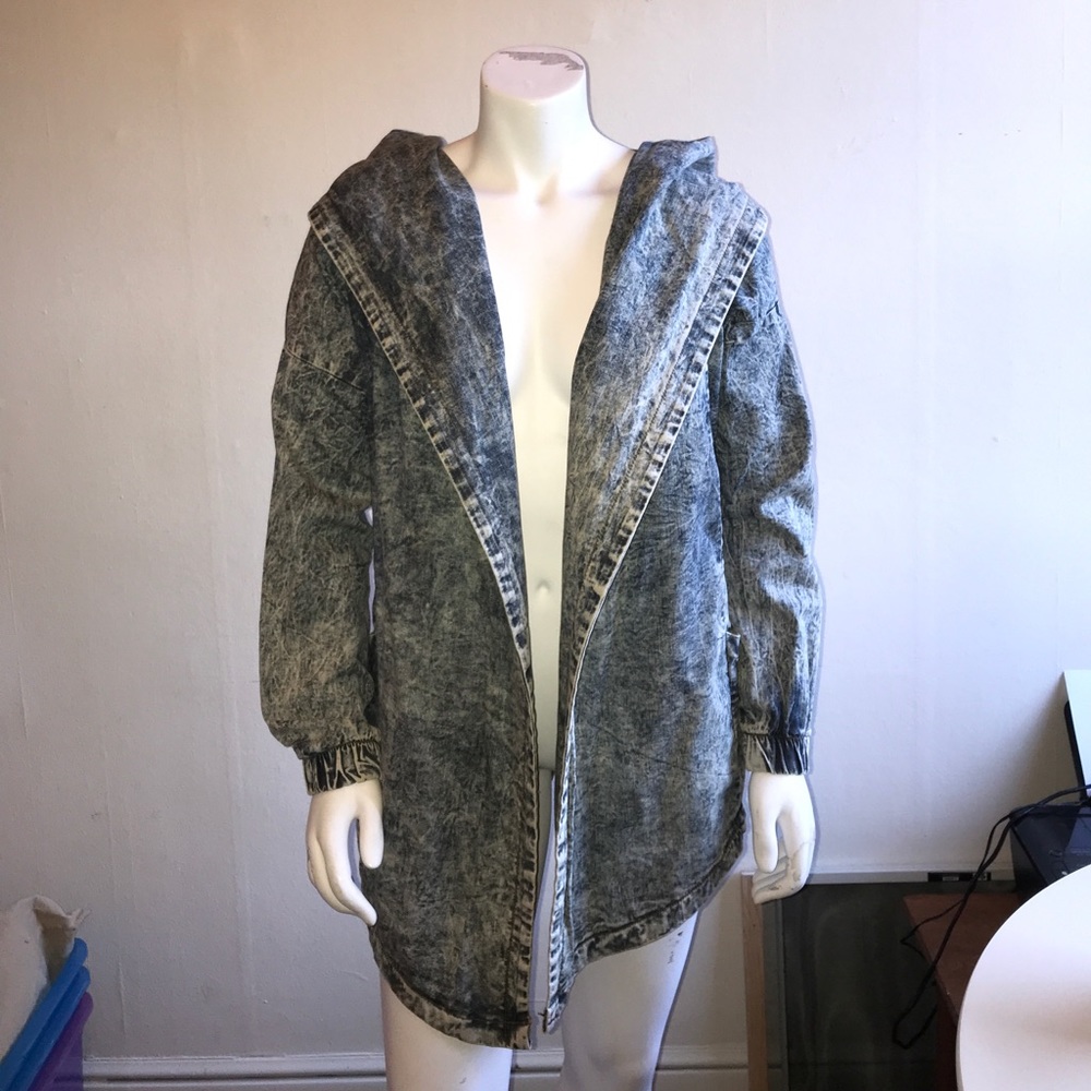 Vibrant miu denim hooded open jacket