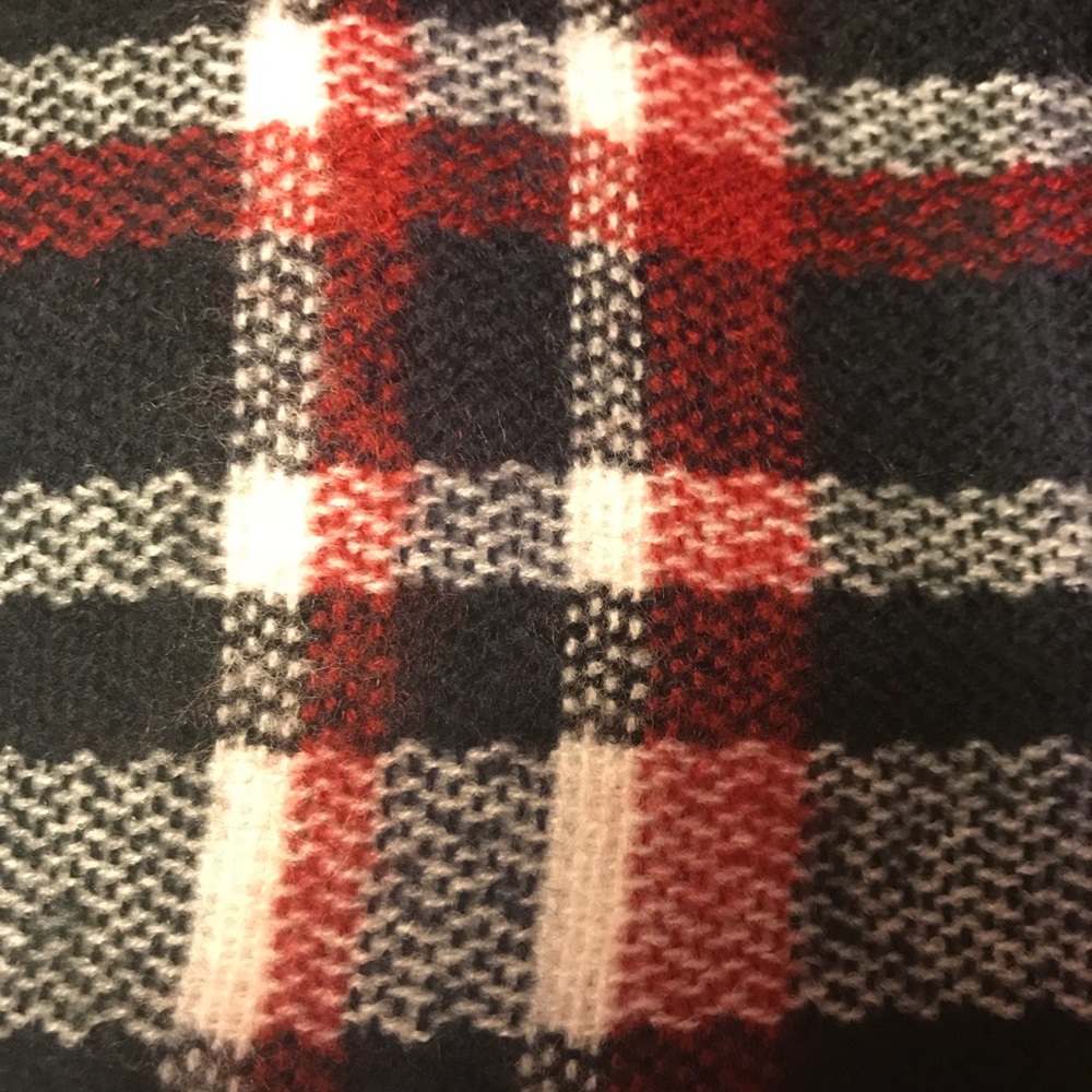 Gorgeous Plaid Knit Kimono Cardi Wrap Fringe O/S - Picture 6 of 8