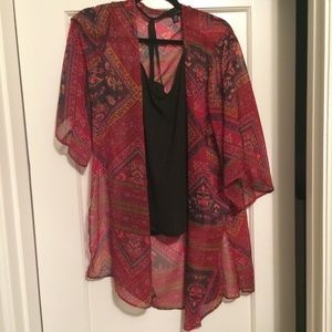 red patterned kimono