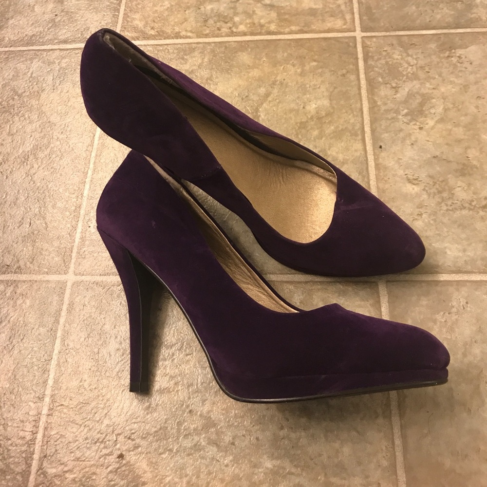 Purple suede heels