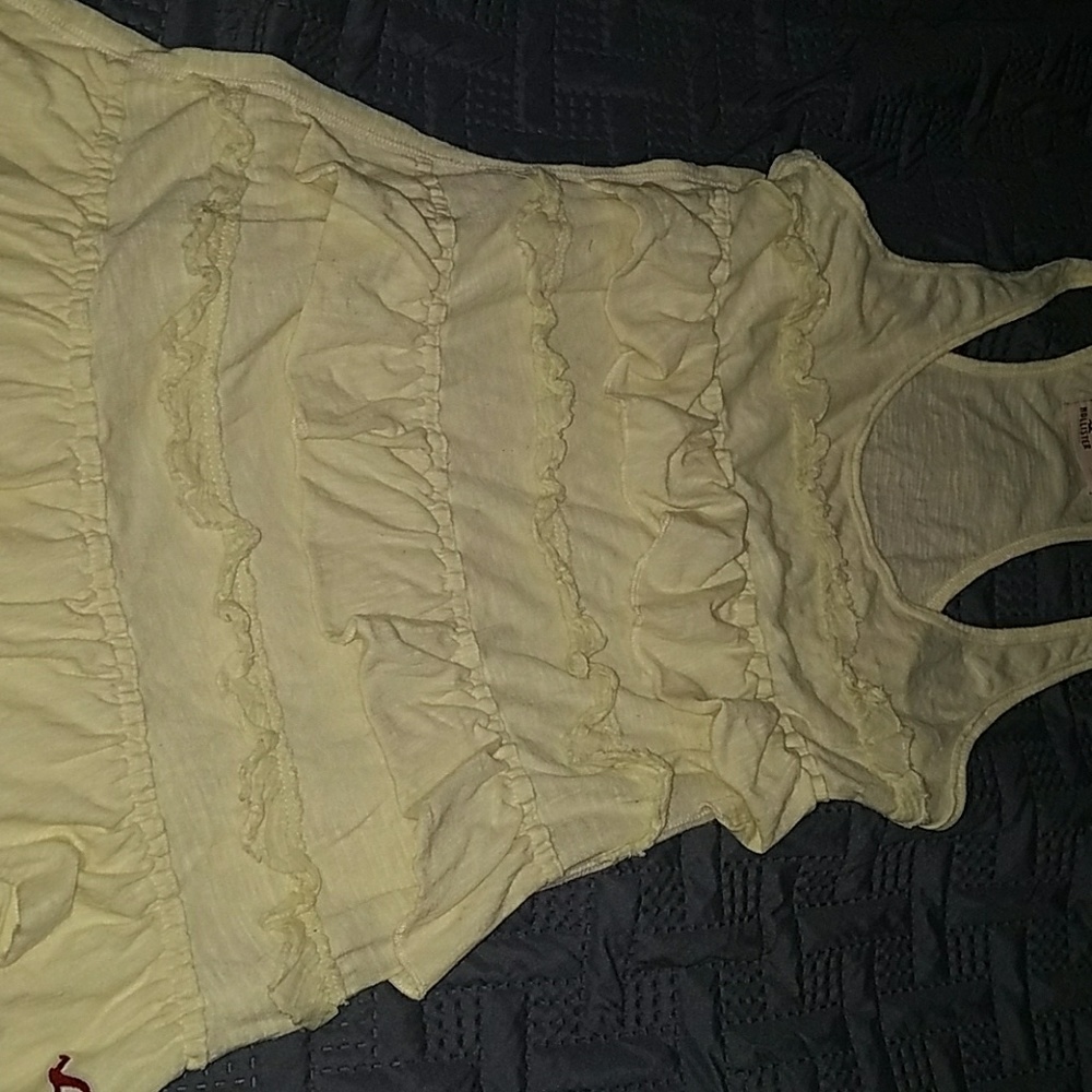 Yellow Hollister ruffle tank top