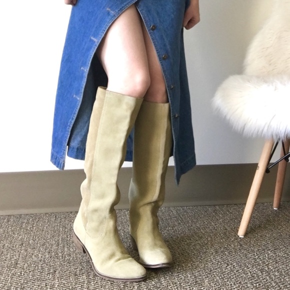 Anthropologie Shoes - Fall Suede Leather Soft Sage Tall Boots