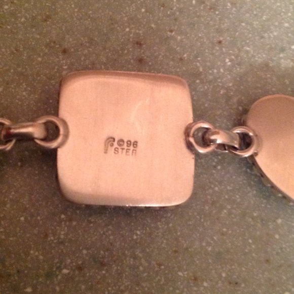 HEAVY VINTAGE SS GEMSTONE BRACELET - Picture 5 of 7