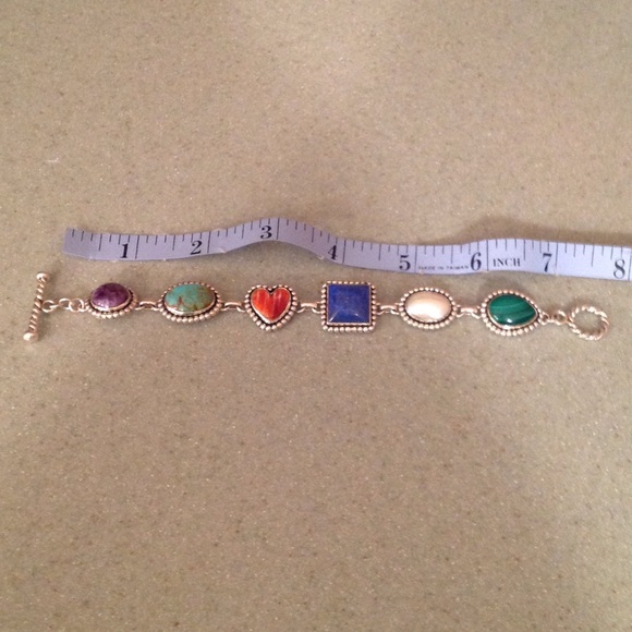 HEAVY VINTAGE SS GEMSTONE BRACELET - Picture 7 of 7
