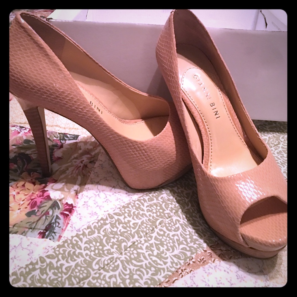 Beige high heels