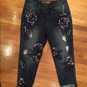 Embroidered Purple Skinny Melissa McCarthy Jeans