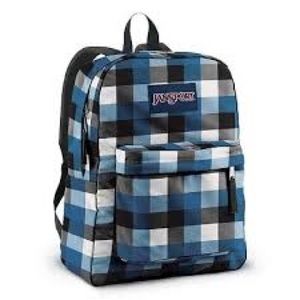 Jansport Blue/Blk/Wht/Gray Plaid Backpack