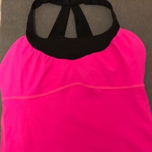 Black and Pink Lululemon tank - Size 8.