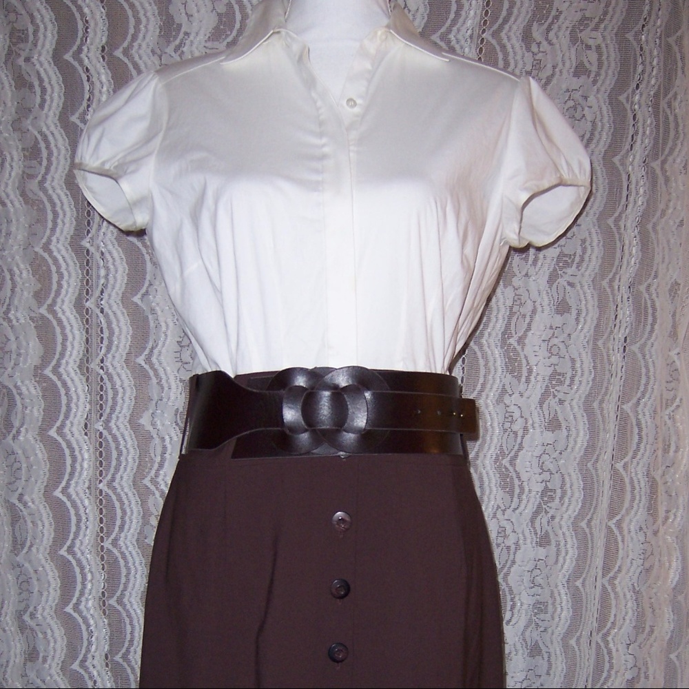 Antonio Melani Short Sleeve Dress Brown Cream Sz 8