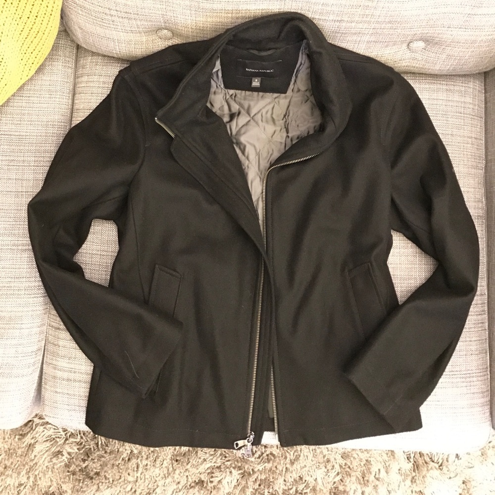 Banana Republic Black Short Wool Coat Size S