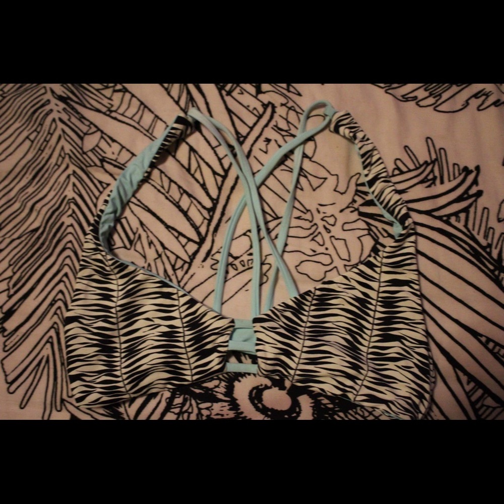 Roxy Reversible Blue & B&W print Swimsuit Top