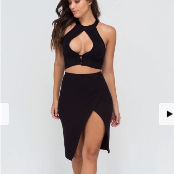 Dresses & Skirts - New Black Crop Top Skirt Set Dress XS Small