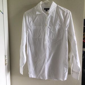 LANDS' END XS White Long Sleeves Blouse LANDS' END XS White Long Sleeves Blouse