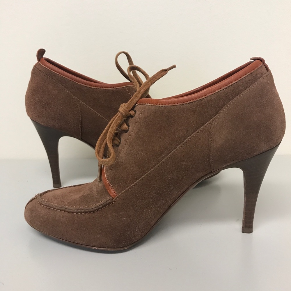 J. Crew brown suede lace-up booties