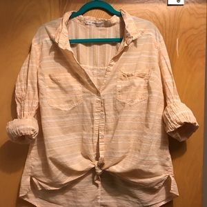 Orange and white striped button down SZ 3 Maurices
