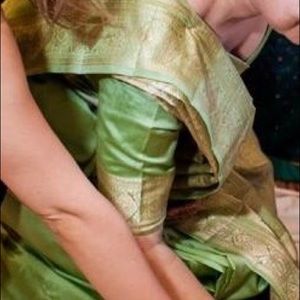 Beautiful tea green pure silk sari