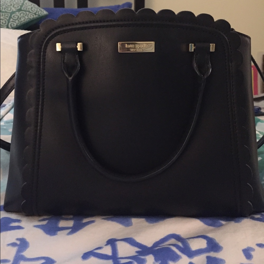 Kate Spade Black Scalloped Linzi Maple Court Bag