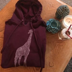 Empyre maroon boho giraffe hoodie