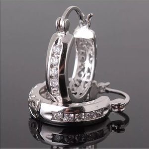 ice Jewelry - Sterling Silver White Topaz Hoop Earrings ice Jewelry - Sterling Silver White Topaz Hoop Earrings