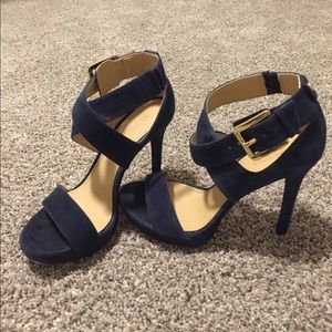 Blue suede heels