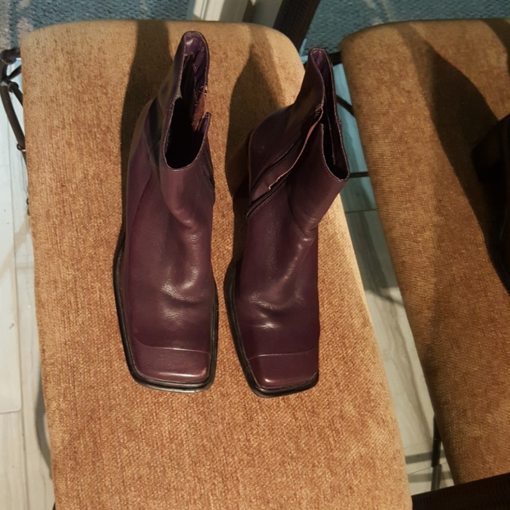 Purple Leather Ankle Boot
