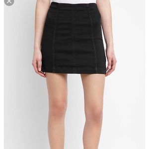 Free people black denim mini skirt