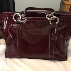 Red patten leather Coach purse