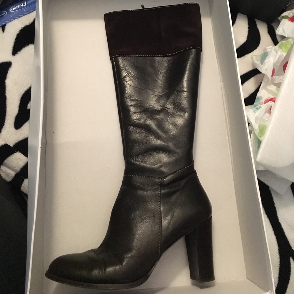 Boden dark brown boots with heel.