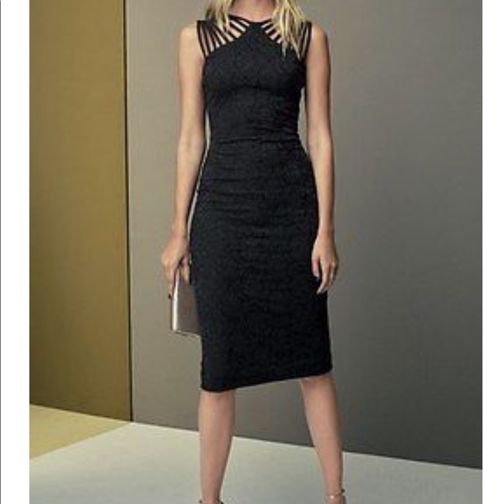 DRESS THE POPULATION 'GWEN" LACE  MIDI DRESS