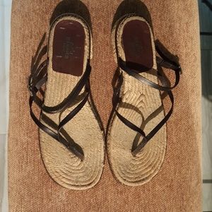 Hermes Leather and Rope Thongs Sandals