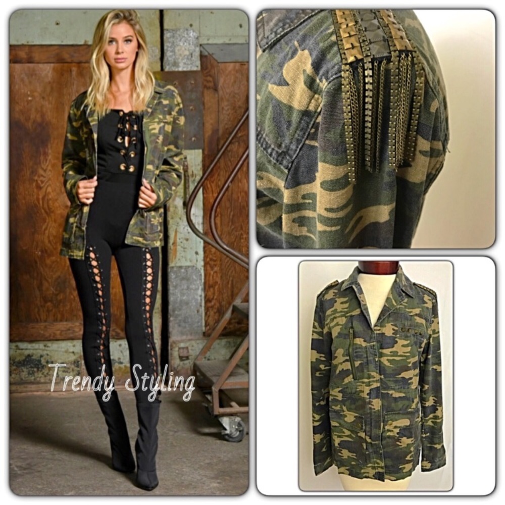Gorgeous Camo Utility Military Jean Jacket SML - Picture 3 of 7