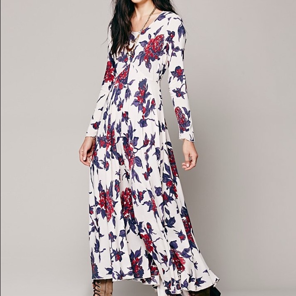 Rare First Kiss Free People Floral Print Dress