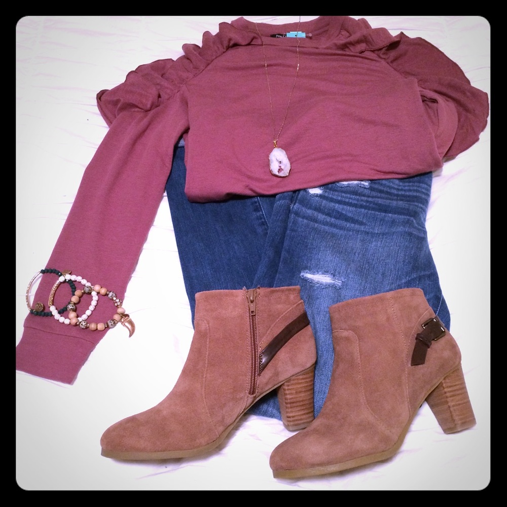 Look NEW Tan Suede Ankle Booties - sz 7.5