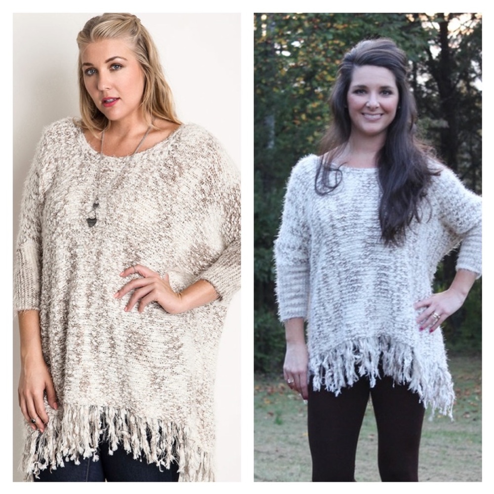 Fringe fuzzy sweater