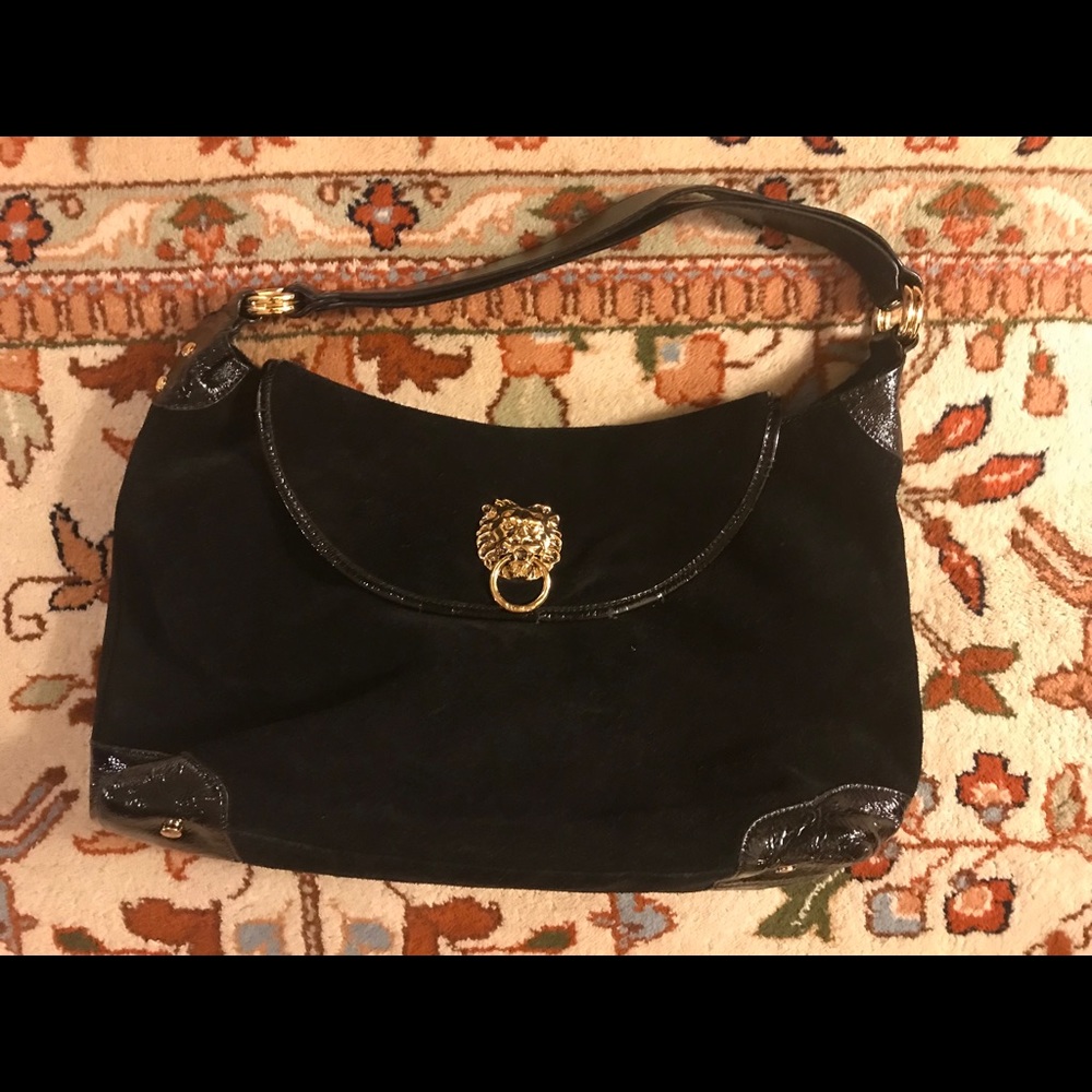 Lilly Pulitzer Lion head black suede handbag