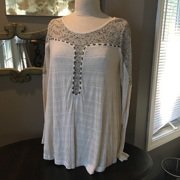 NWT Anthropologie Knit Oatmeal Beaded Tunic Too - Picture 4 of 5