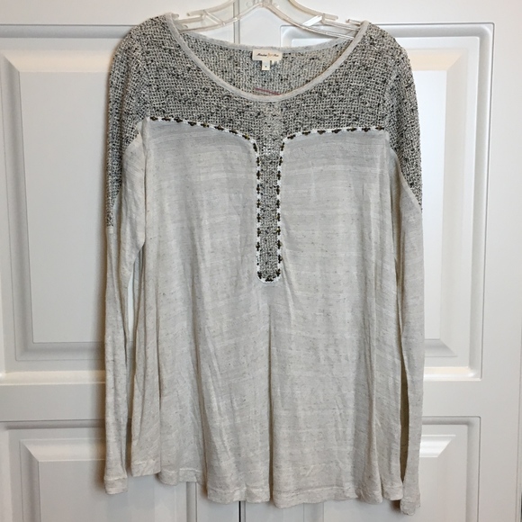 NWT Anthropologie Knit Oatmeal Beaded Tunic Too - Picture 2 of 5