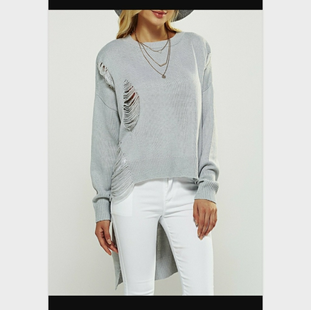 Asymmetrical Ripped Sweater