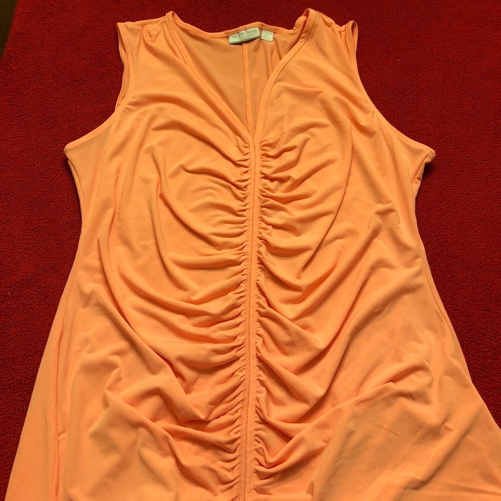 Peach blouse with ruching