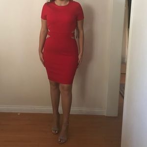Lulu’s red bodycon side cutout dress