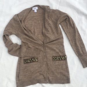 LOFT cardigan sweater light brown jeweled xs LOFT cardigan sweater light brown jeweled xs