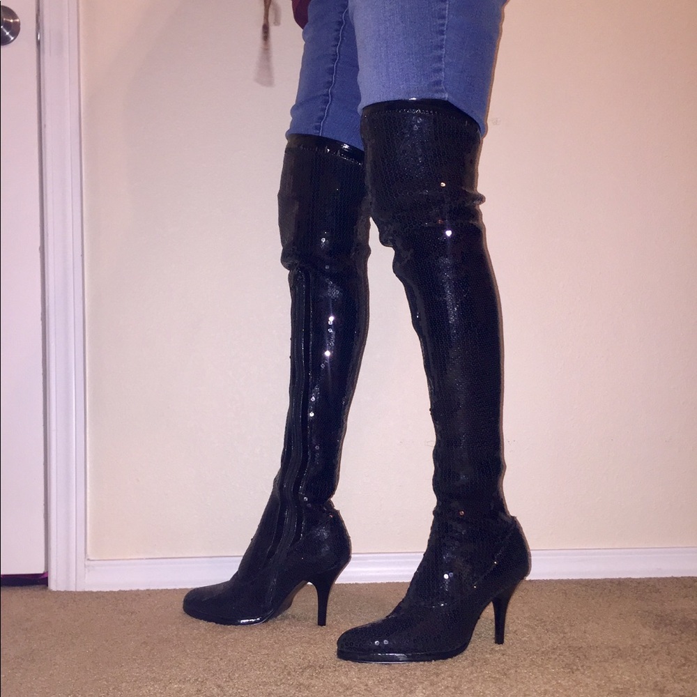Thigh High Sequin Boots
