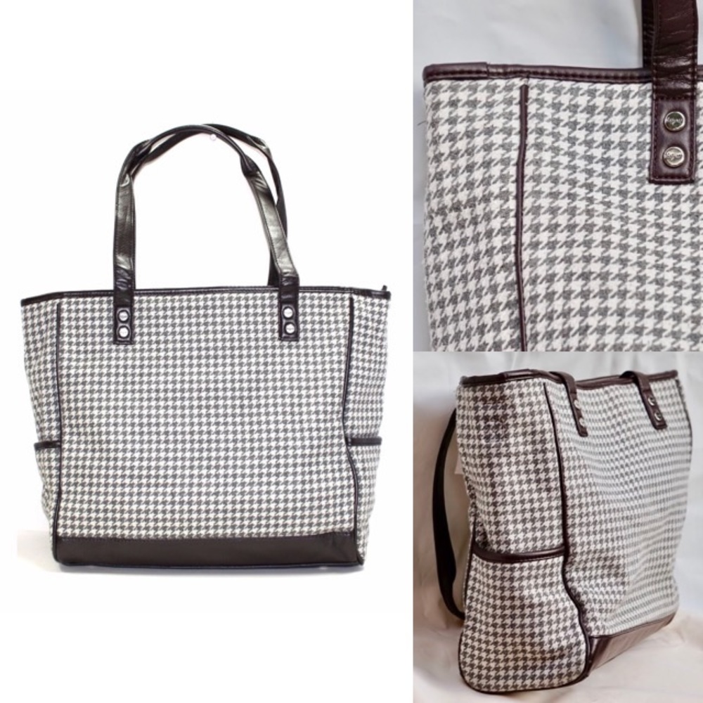 Thirty-one Cindy Tote in Grey Houndstooth