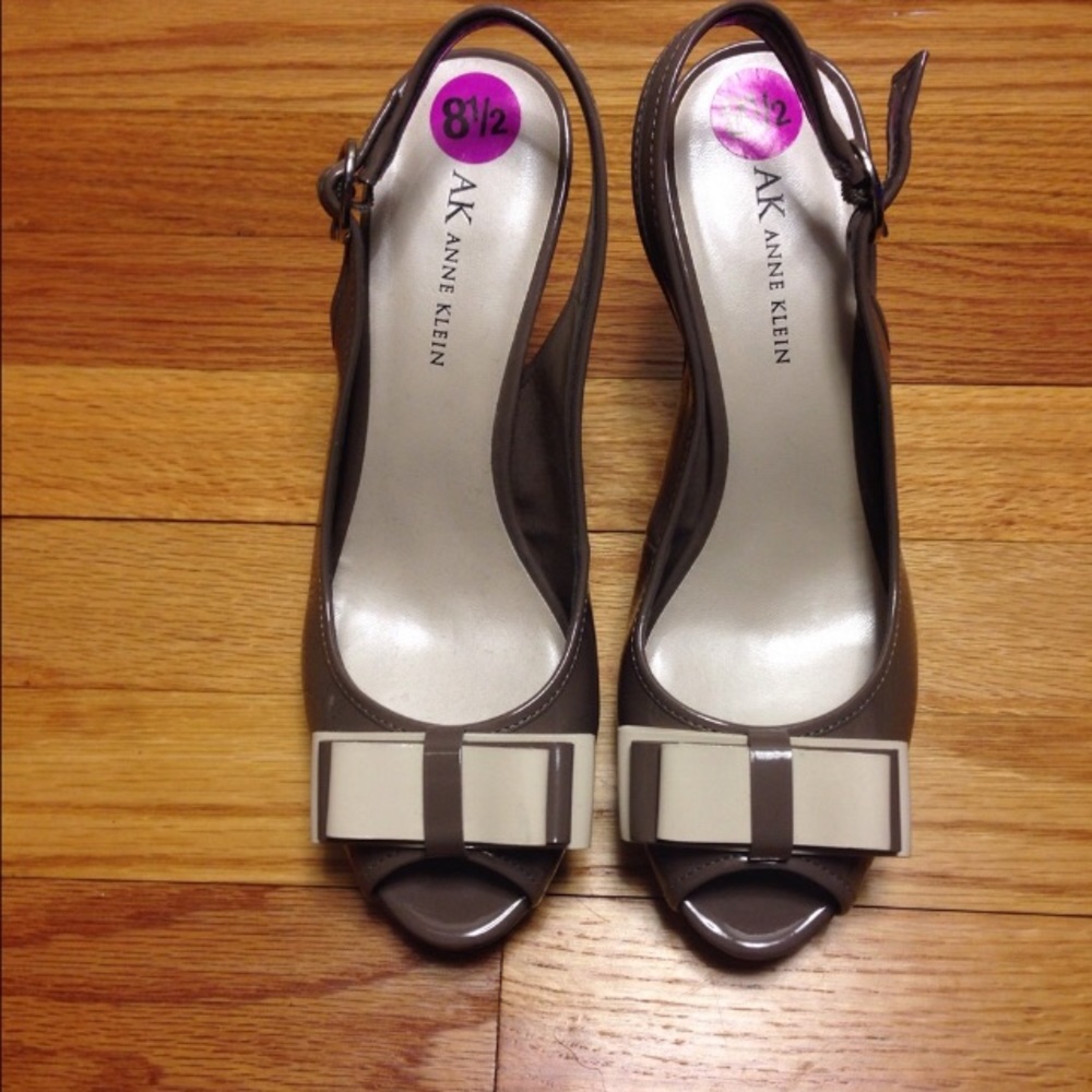 Grey slingback pumps