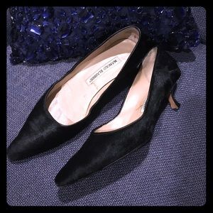 Black Mohair Manolo Blahnik Kitten Heels!