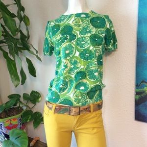 Lemon Lime Printed Knit Sweater Blouse Kitschy Lemon Lime Printed Knit Sweater Blouse Kitschy