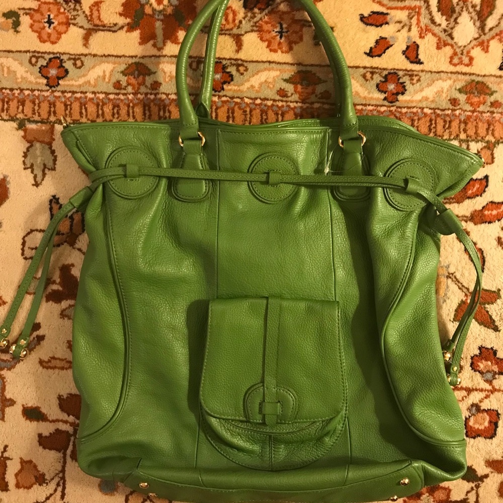 Isaac Mizrahi Live! New green leather tote bag