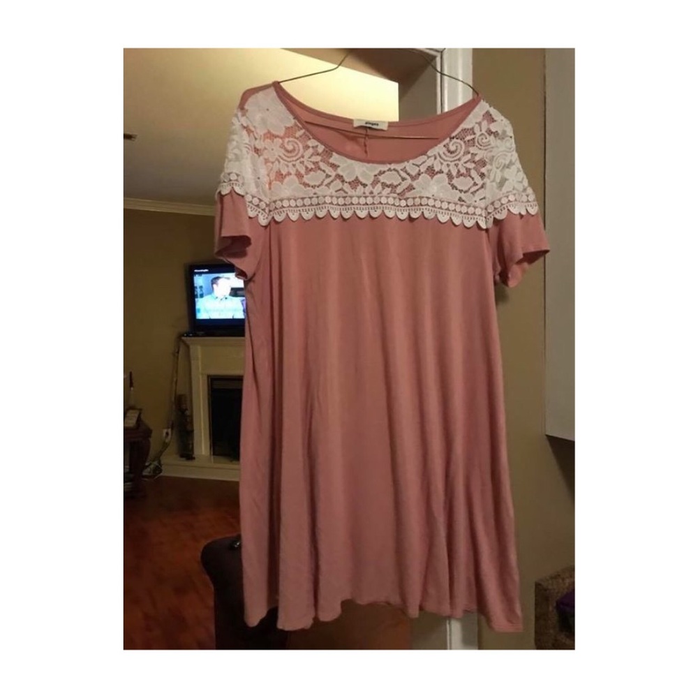 Blush dress with lace detail