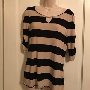 WHBM Black and Tan striped top WHBM Black and Tan striped top