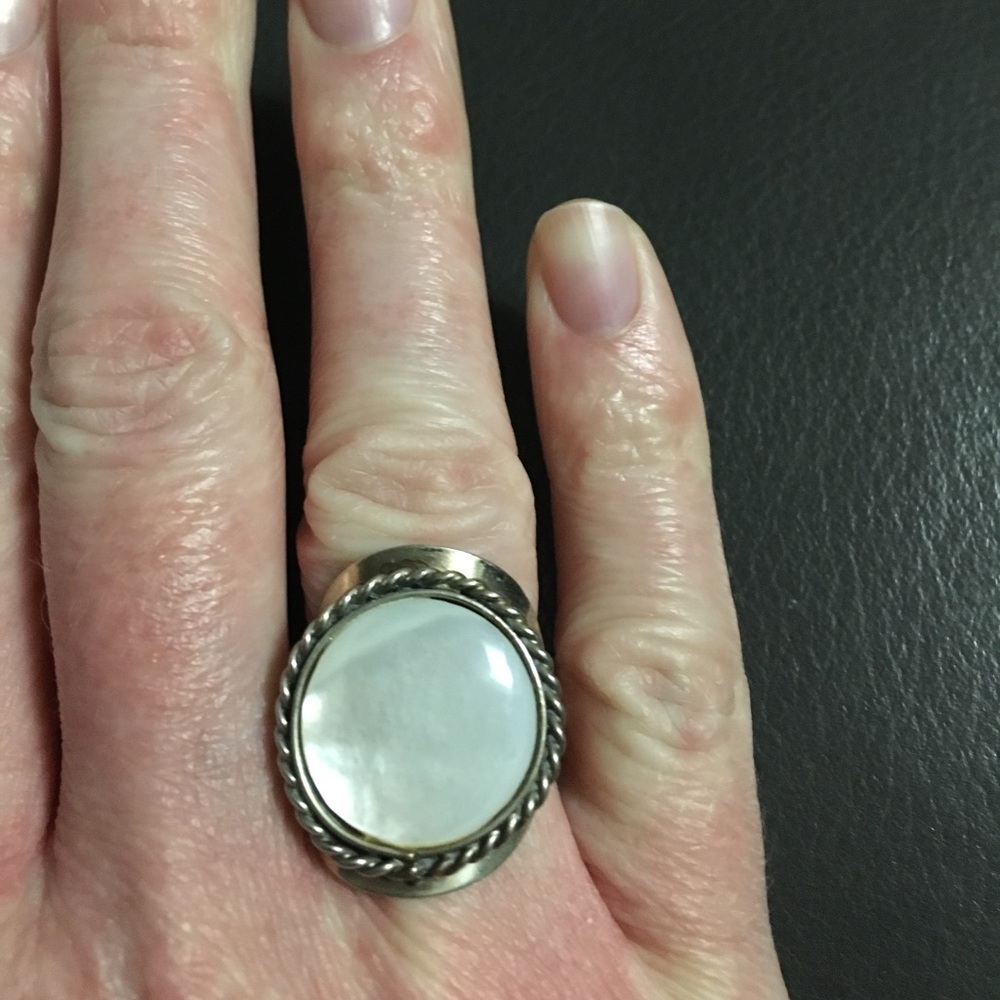 NWOT silver ring with white stone
